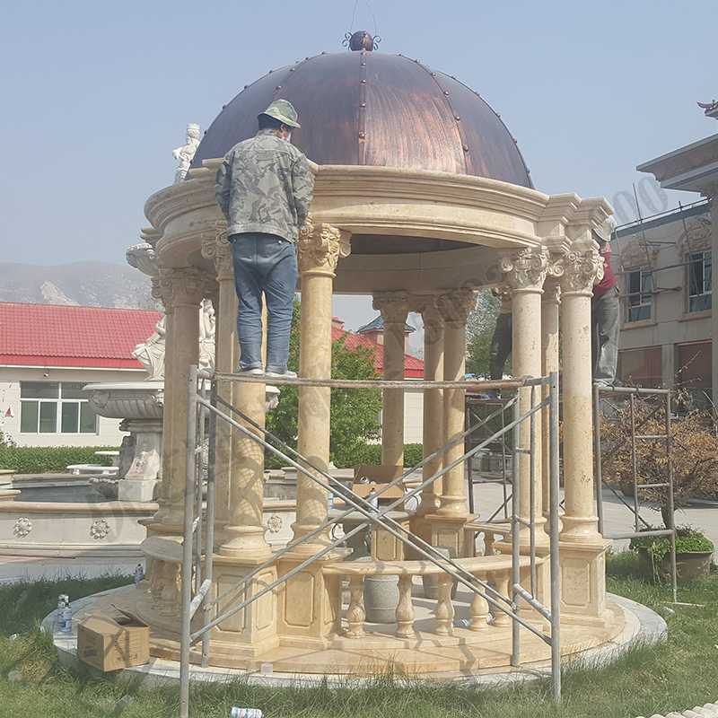 歐式大理石涼亭，石雕柱子亭子，石材景觀涼亭