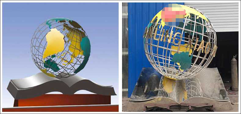 不銹鋼地球，景觀地球雕塑，學(xué)校地球儀擺件