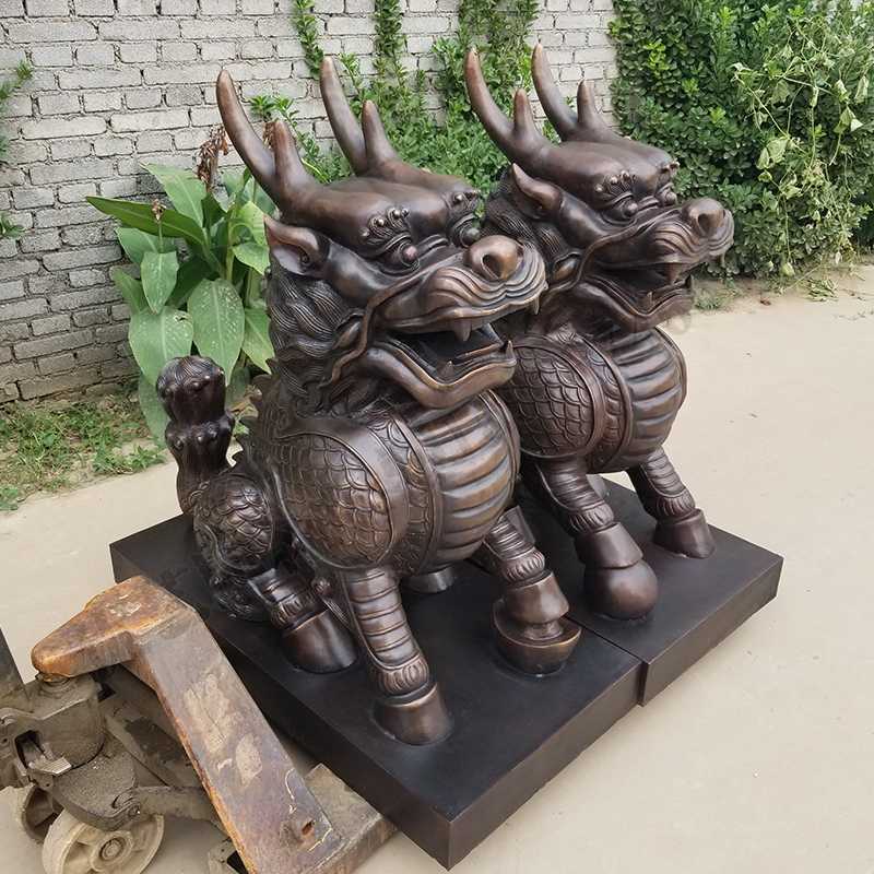 銅麒麟雕塑，銅麒麟擺件，鎮(zhèn)宅風水麒麟